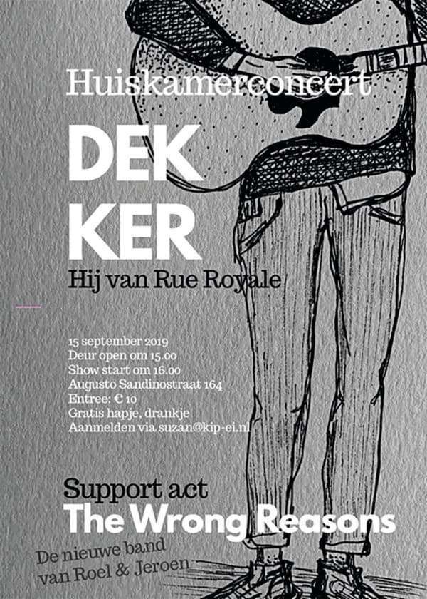 Concertposter van Dekker en The Wrong Reasons